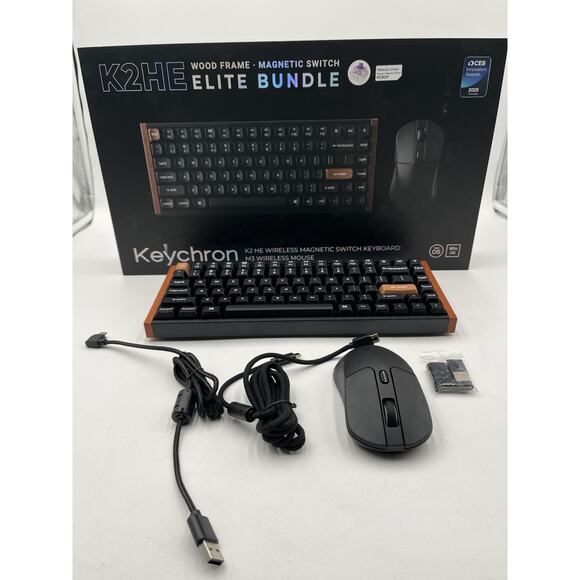 Keychron K2 HE Keyboard and M3 Lite Mouse Wood Frame Wireless Elite Bundle - Picture 1 of 6